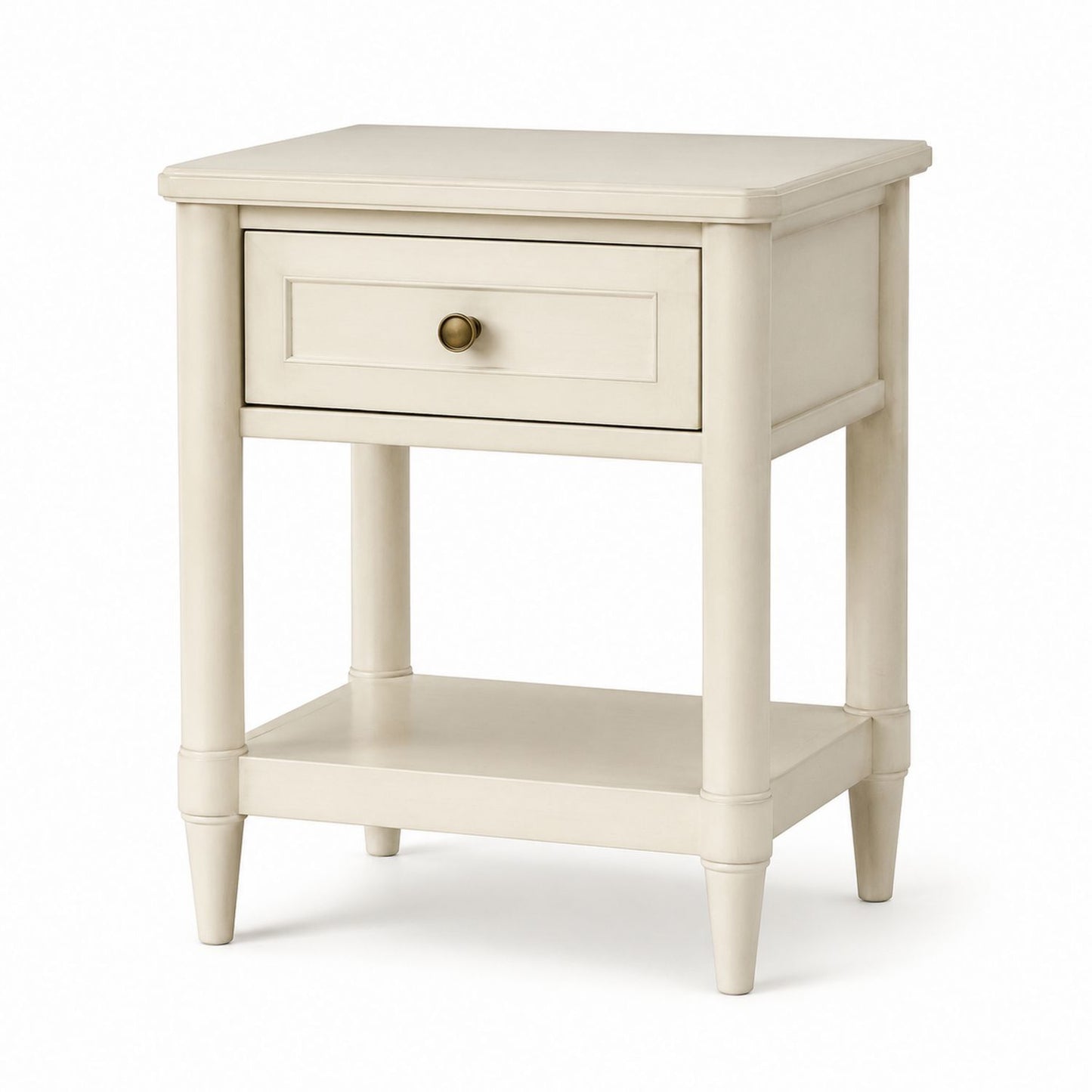 Wood Nightstand Cream Rectangular with Drawer and Shelf 50cm x 40cm x 65cm
