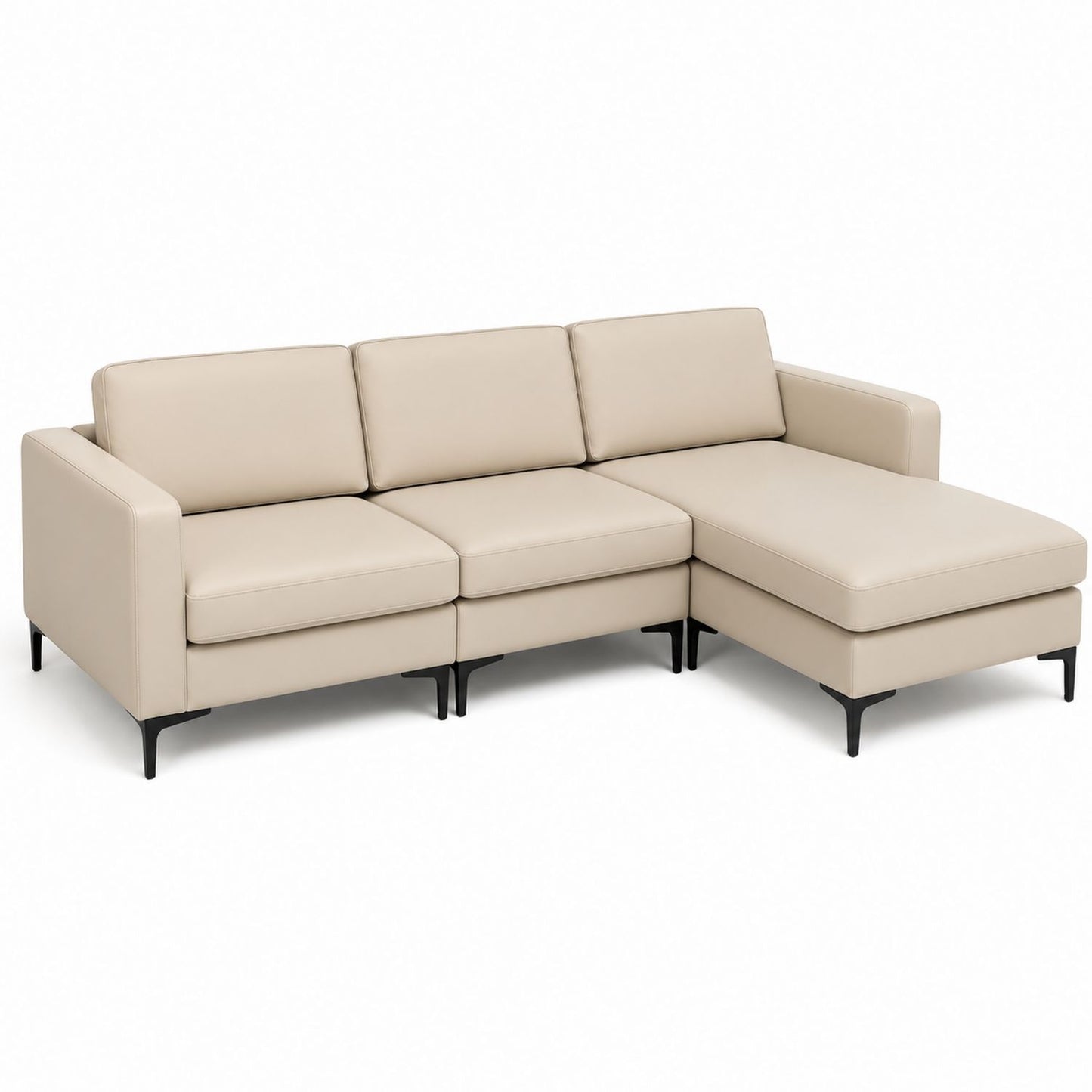 PU Leather Sectional Sofa Beige with Chaise 280x160x85 cm