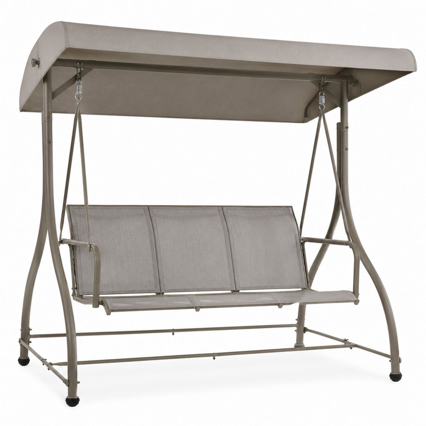 Outdoor Steel Frame Swing Chair with Taupe Canopy