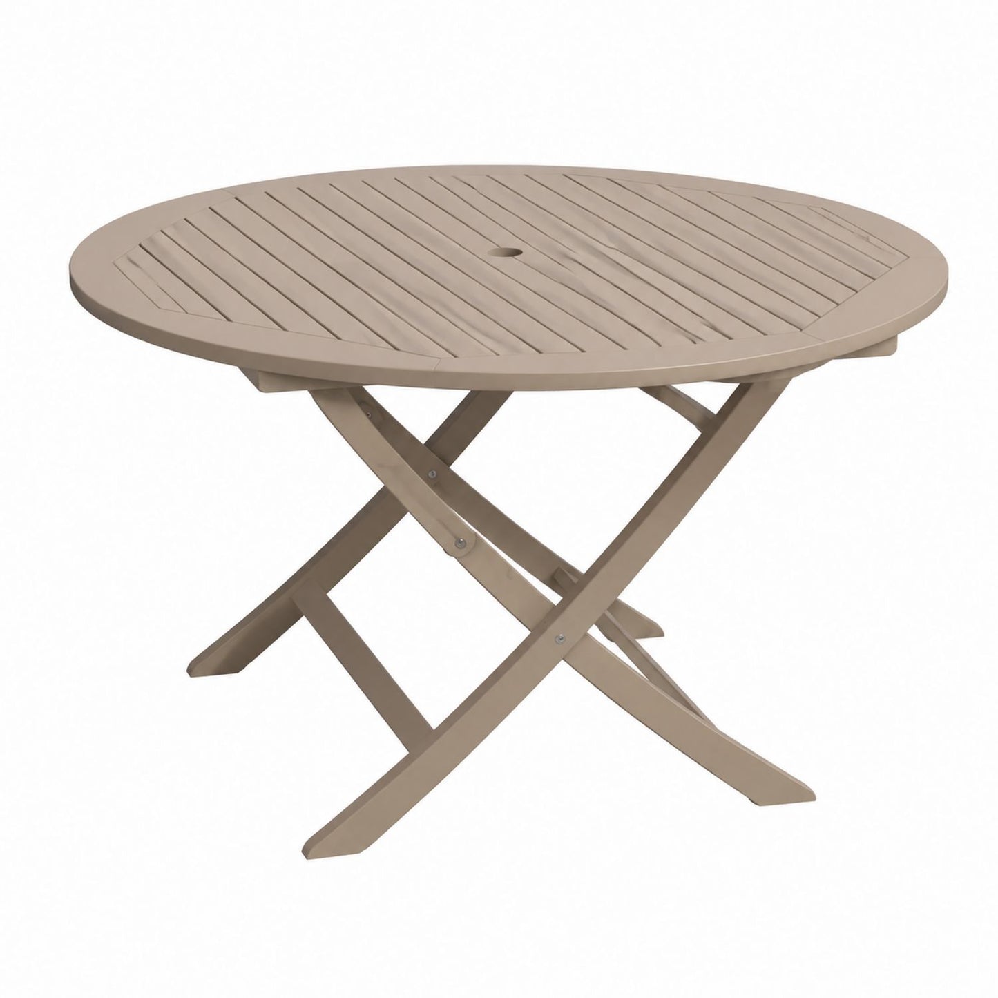 Round Outdoor Folding Aluminum Table Taupe 120cm