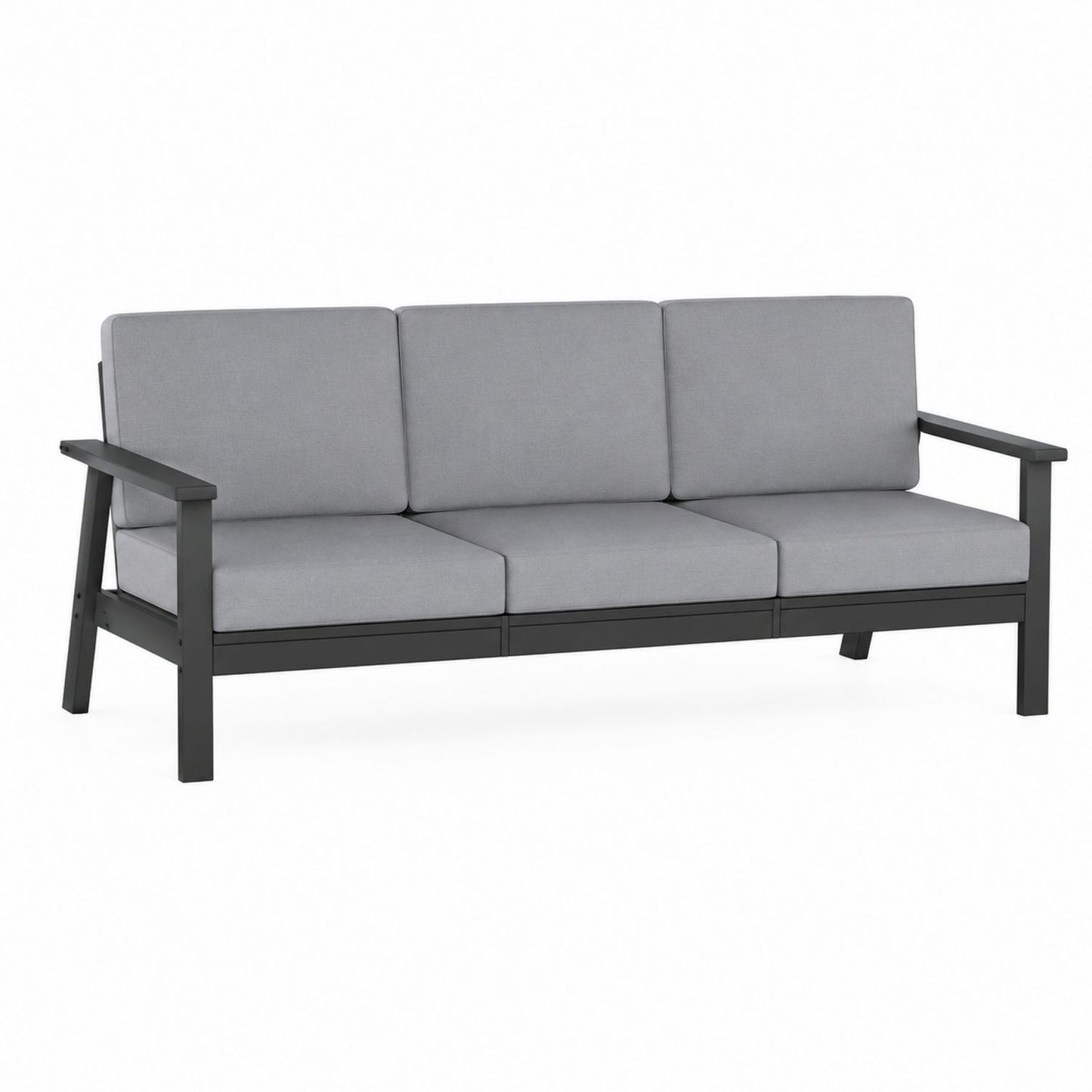 Outdoor Aluminum 3-Seater Sofa with Grey Cushions