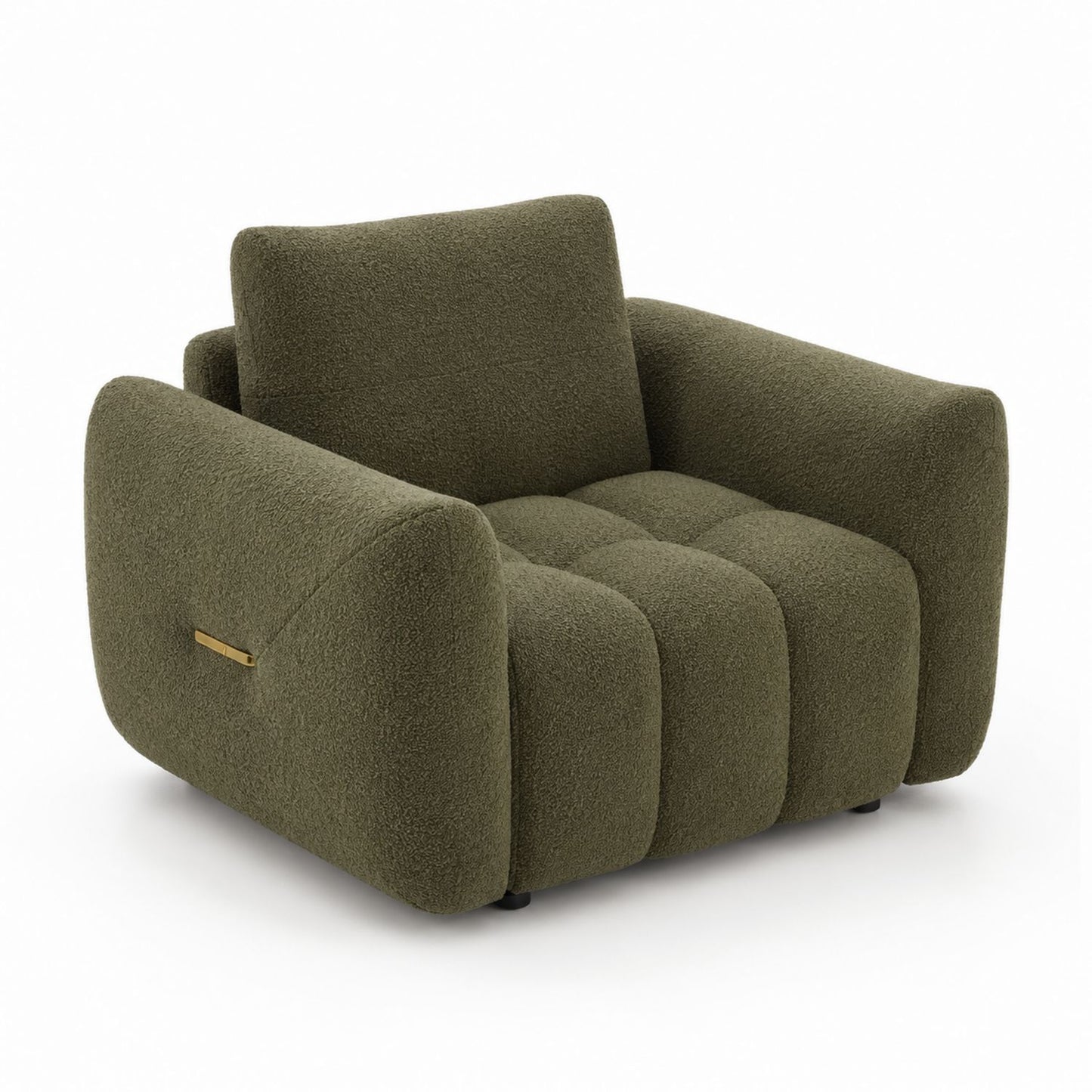 Bouclé Fabric Armchair Dark Green 85cm x 100cm x 90cm
