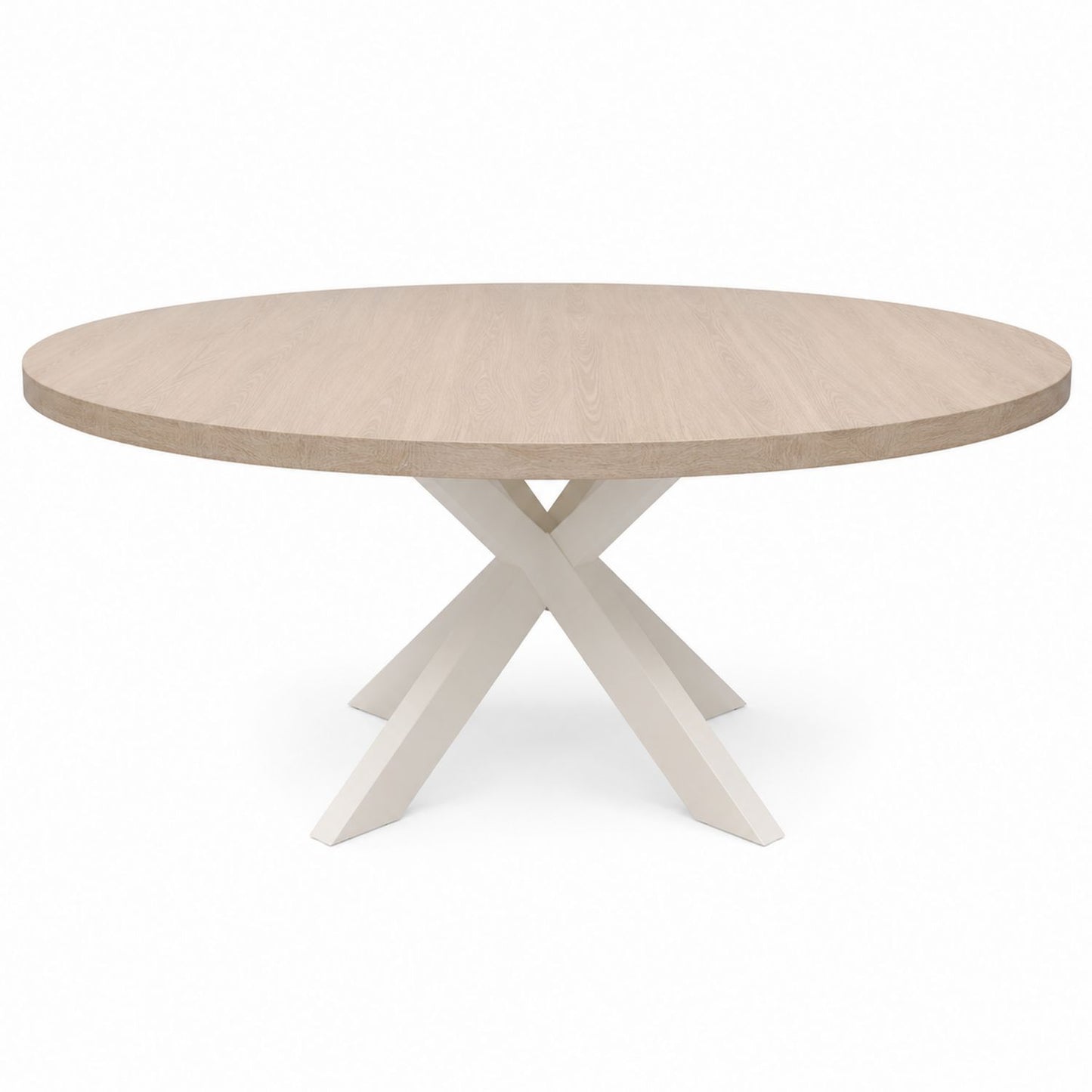 Round Oak Wood Dining Table with Metal Base 150cm