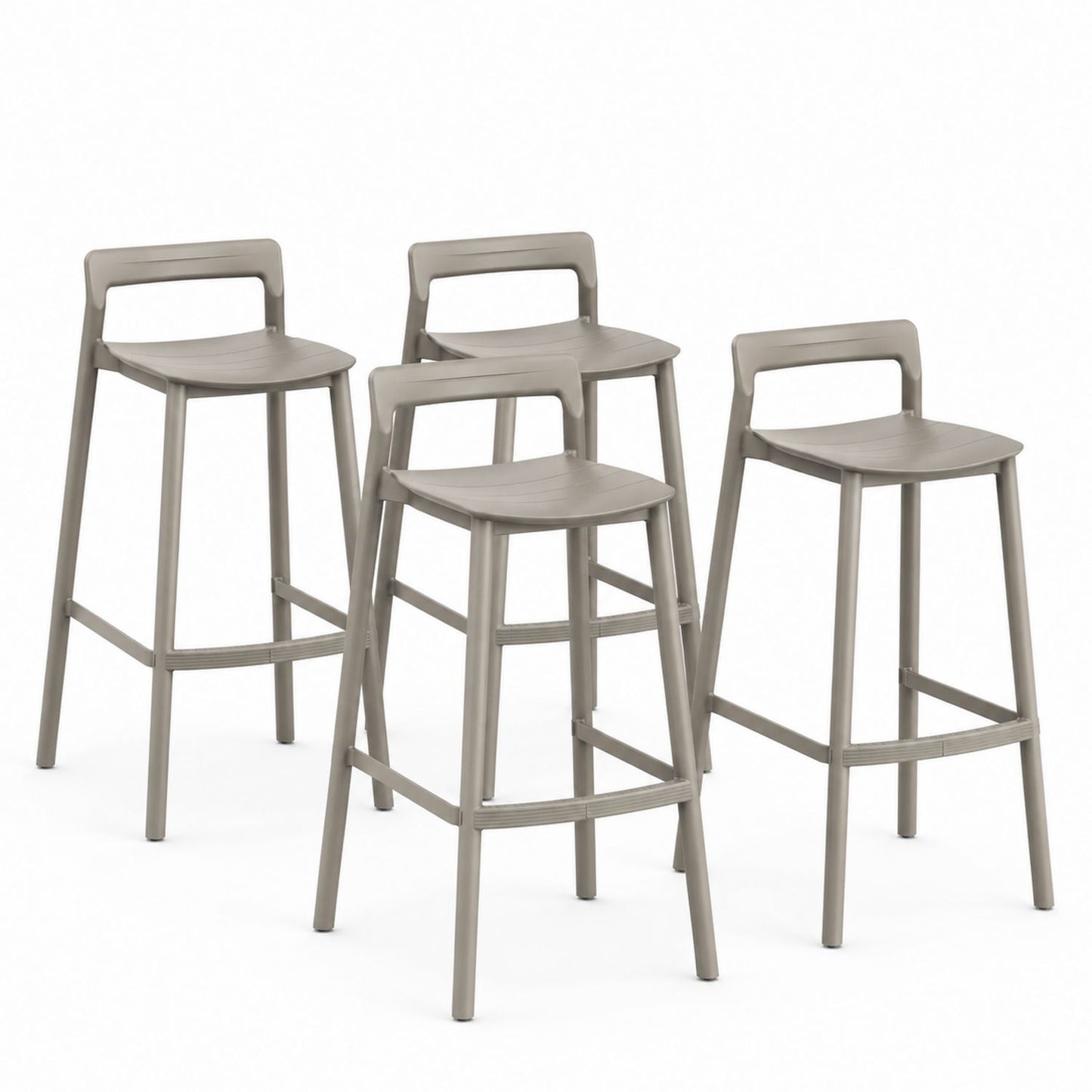Set of 4 Polypropylene Bar Stools Beige with Backrest 75cm