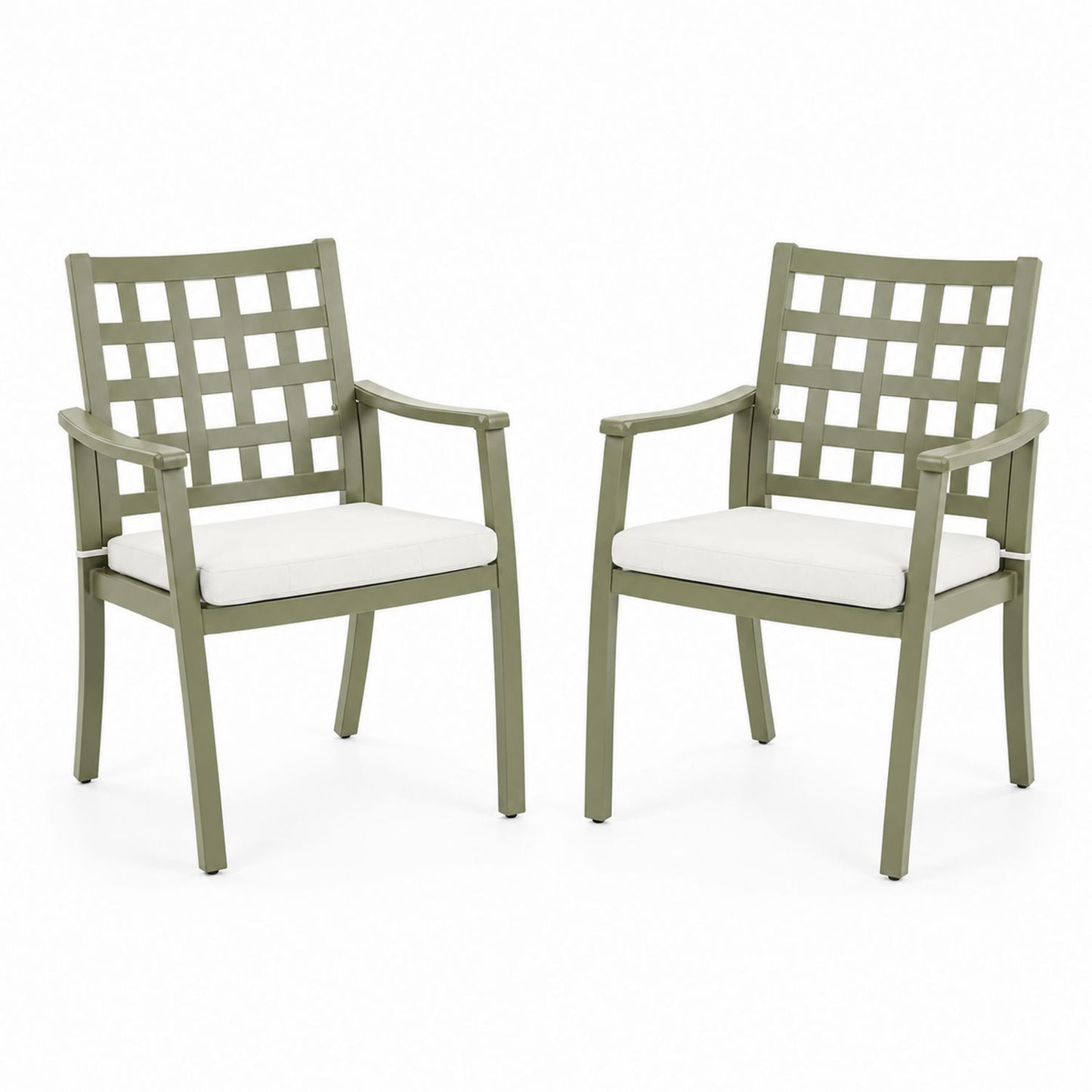 Set of 2 Outdoor Aluminum Armchairs with Polyester Cushions Green