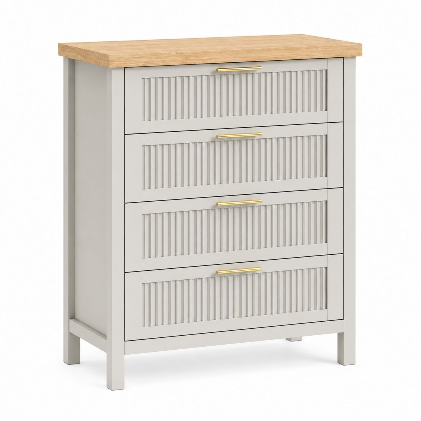 4-Drawer Dresser with Oak Top and White Frame