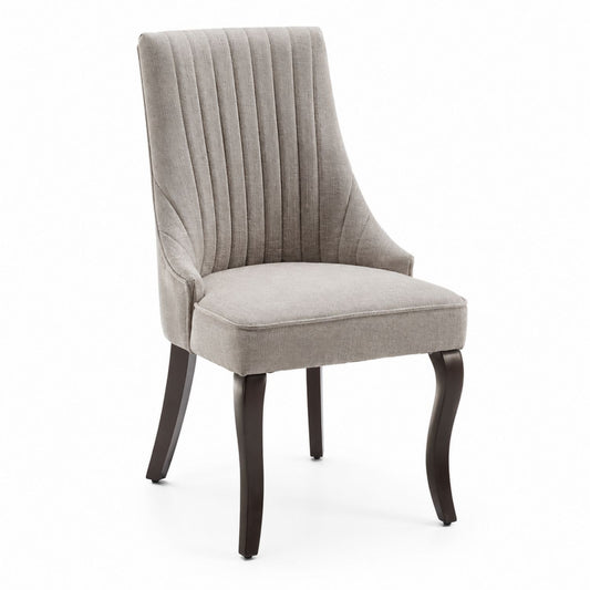 Polyester Upholstered Dining Chair with Dark Wood Legs