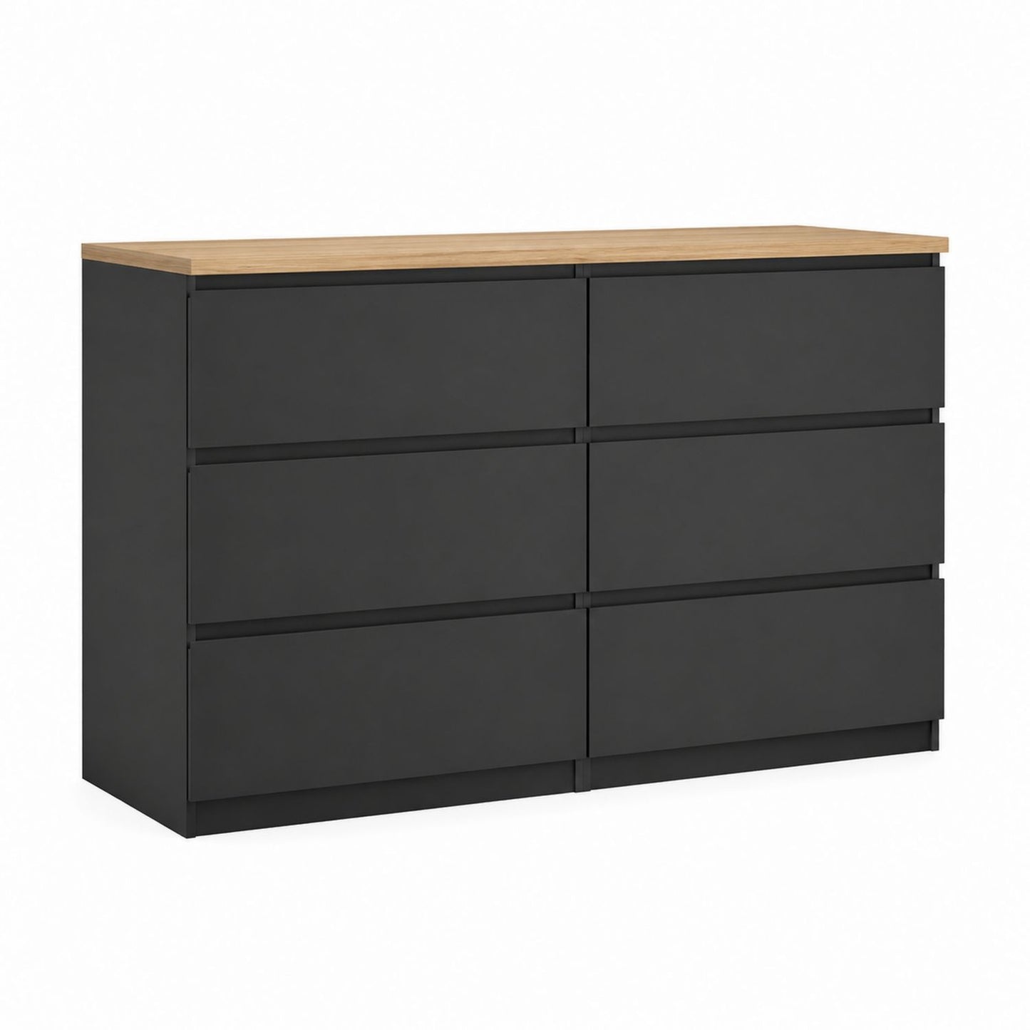 6-Drawer Dresser Engineered Wood Veneer Top Black