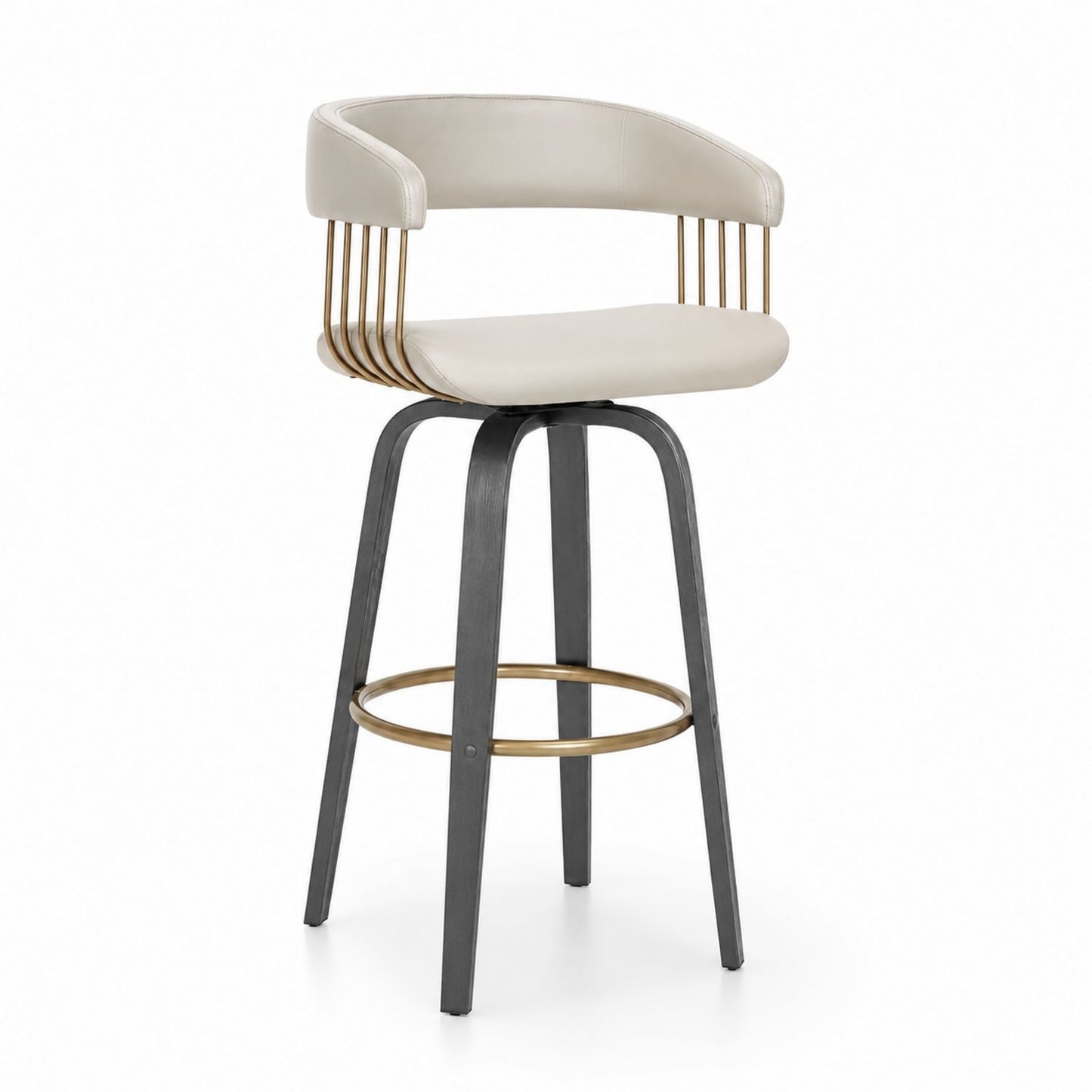 Swivel Bar Stool with PU Leather Seat and Metal Frame