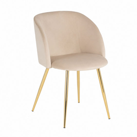 Velvet Dining Chair with Gold Legs Beige