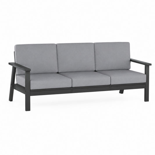 Outdoor Aluminum 3-Seater Sofa with Grey Cushions