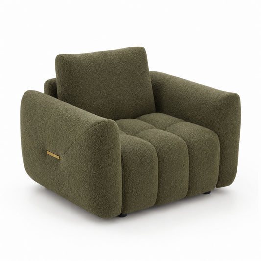 Bouclé Fabric Armchair Dark Green 85cm x 100cm x 90cm