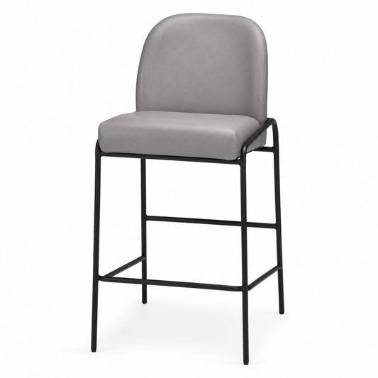 PU Leather Bar Stool with Metal Frame Gray 104cm