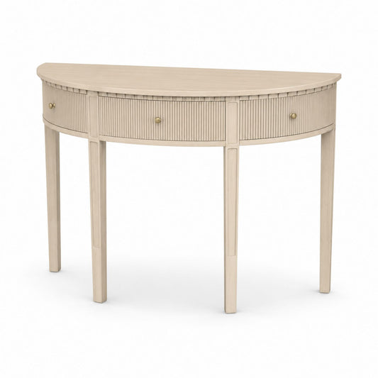 Half Moon Console Table Wood Light Beige