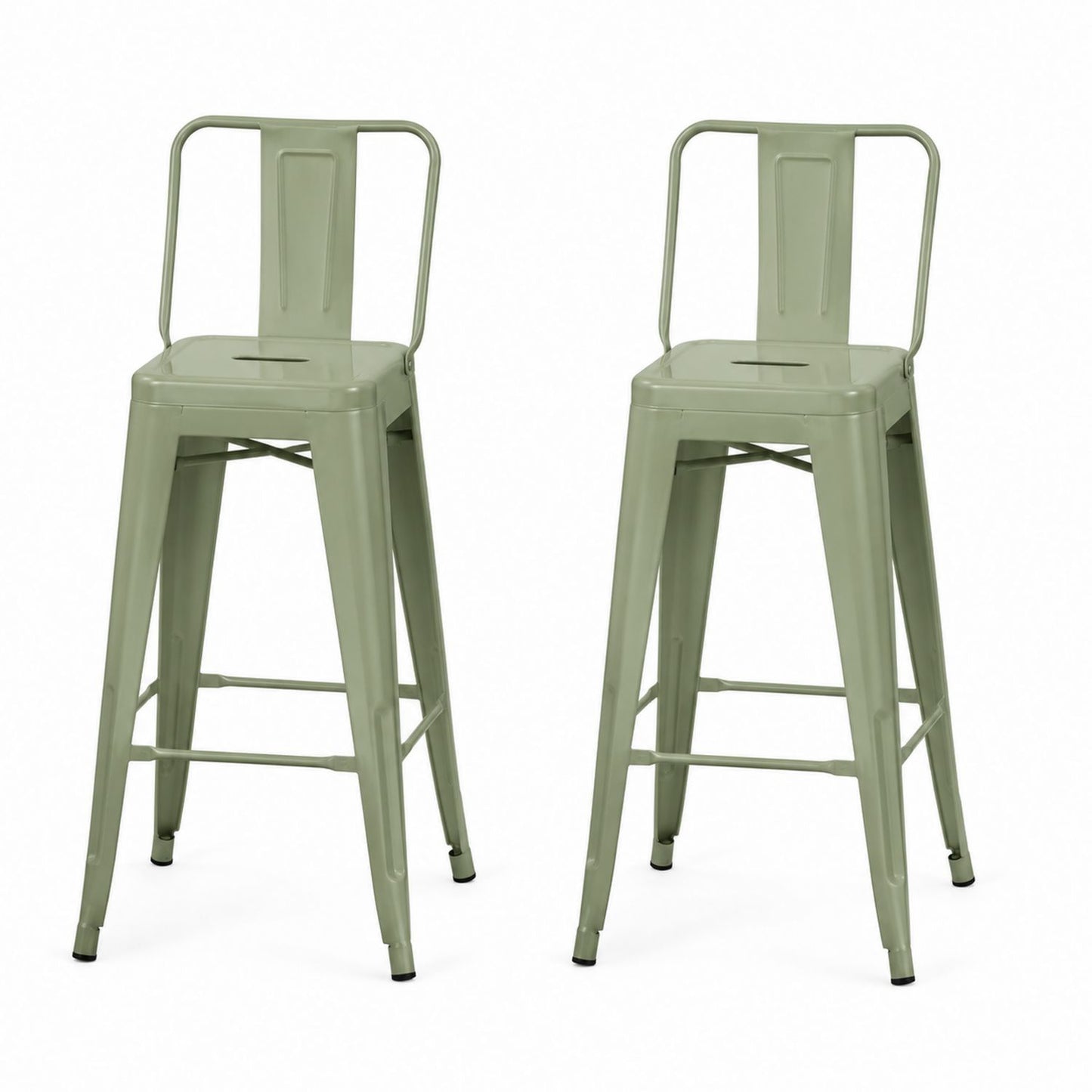 Set of 2 Metal Bar Stools with Backrest 76cm