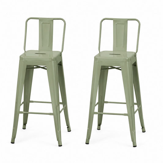 Set of 2 Metal Bar Stools with Backrest 76cm