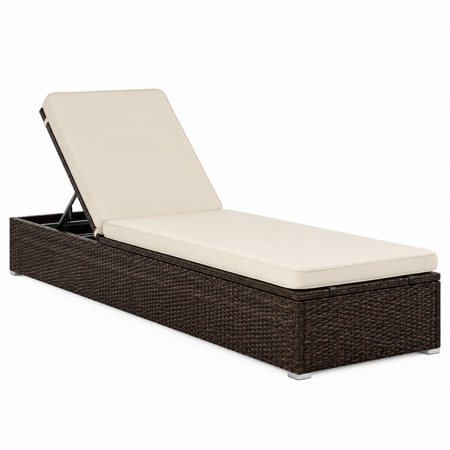Outdoor Wicker Lounge Chair with Adjustable Backrest Beige