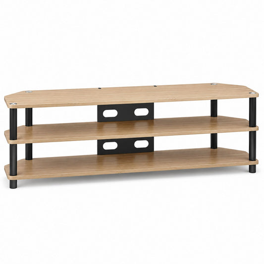 Corner TV Stand with Black Metal Frame and Wood Shelves 120cm x 40cm x 50cm
