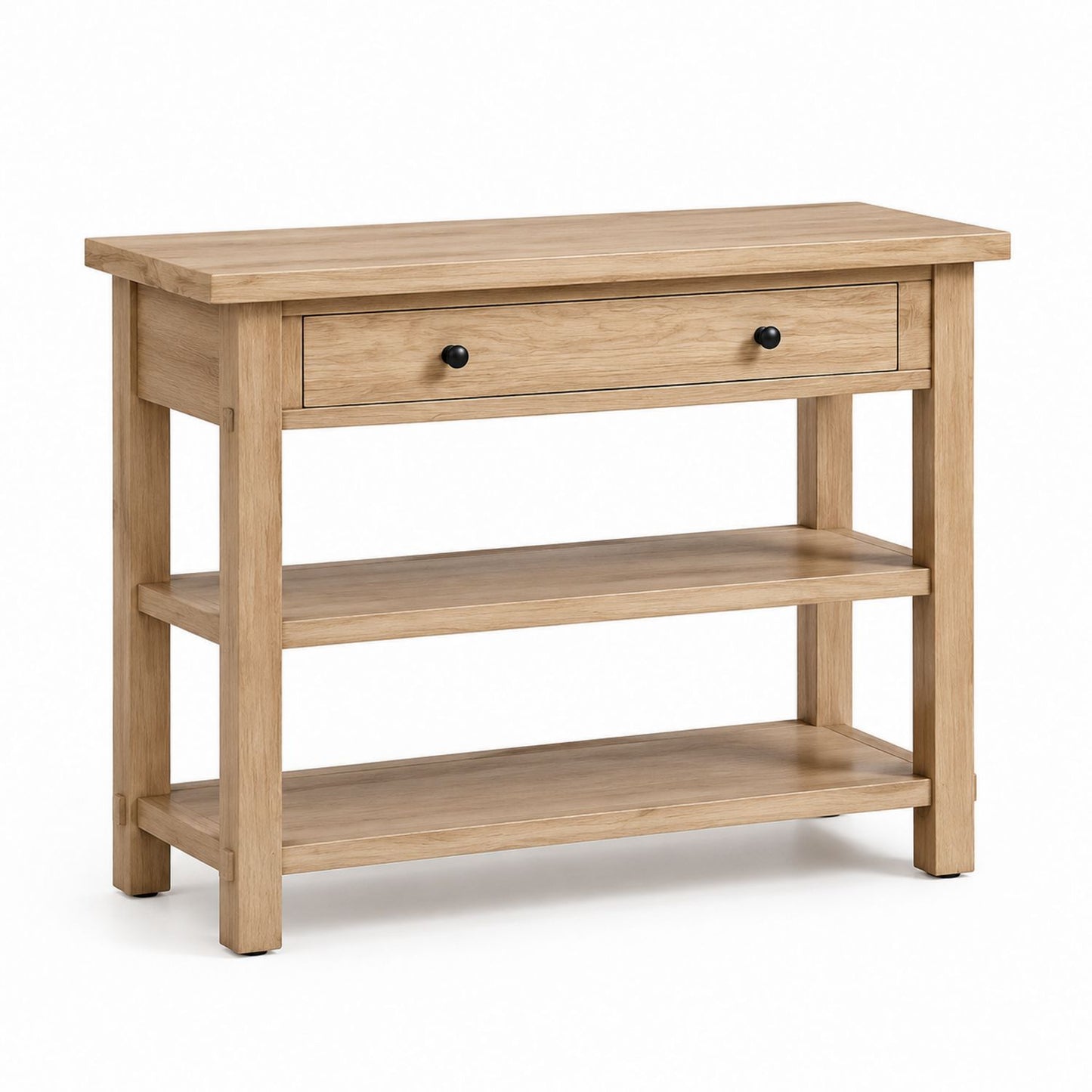 Oak Console Table with Drawer and Shelves 120cm