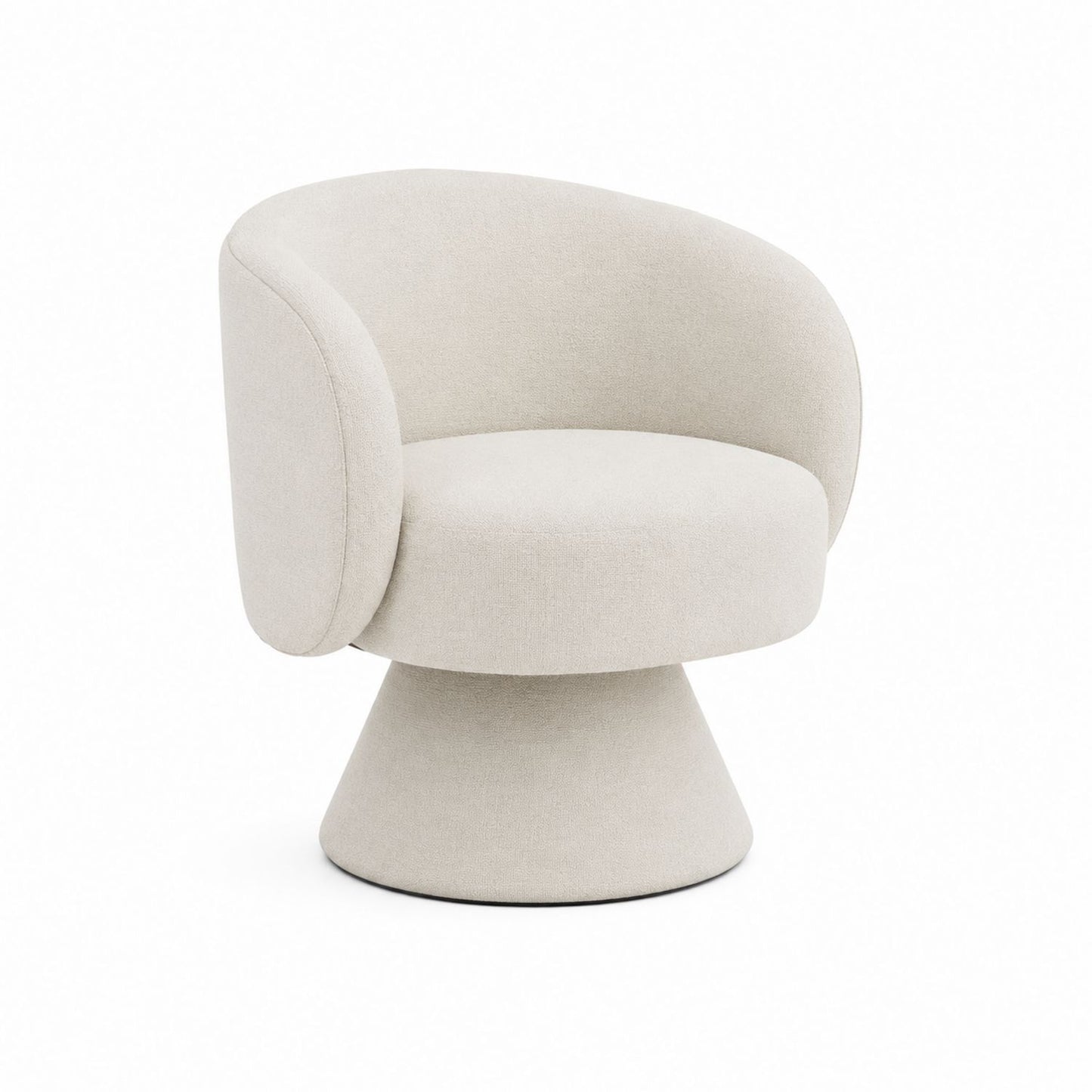 Beige Polyester Swivel Chair with Cone Base