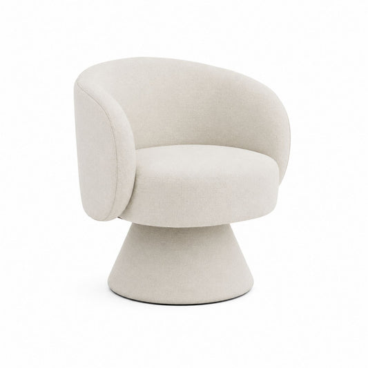Beige Polyester Swivel Chair with Cone Base