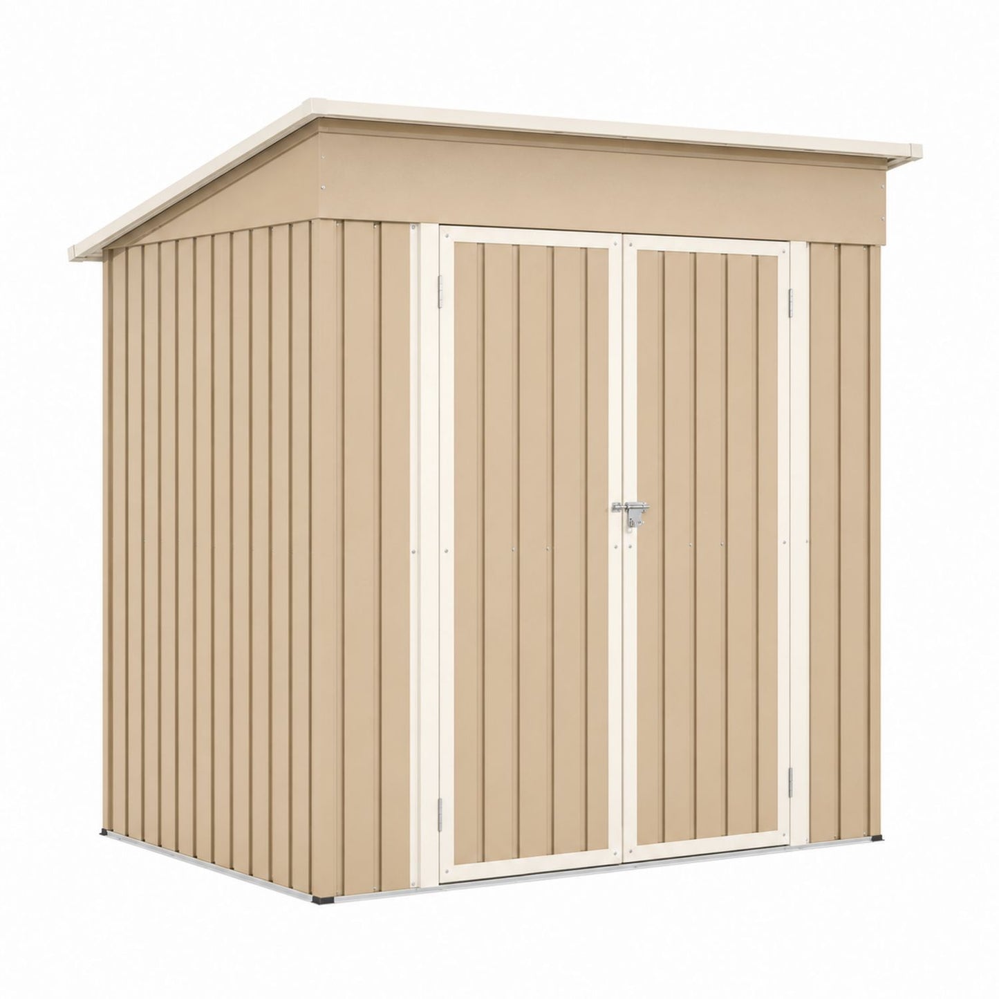 Outdoor Metal Storage Shed with Double Doors Tan 2.55m x 1.81m x 1.92m