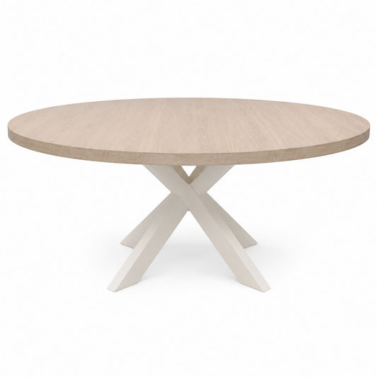 Round Oak Wood Dining Table with Metal Base 150cm