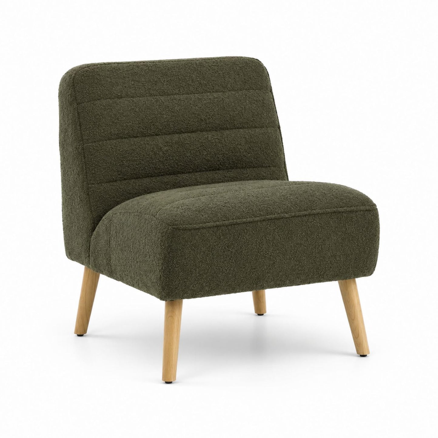 Bouclé Upholstered Lounge Chair Green 75x70x78cm