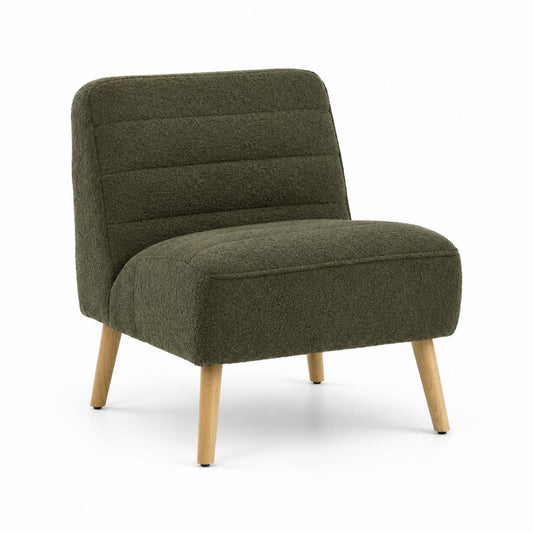 Bouclé Upholstered Lounge Chair Green 75x70x78cm