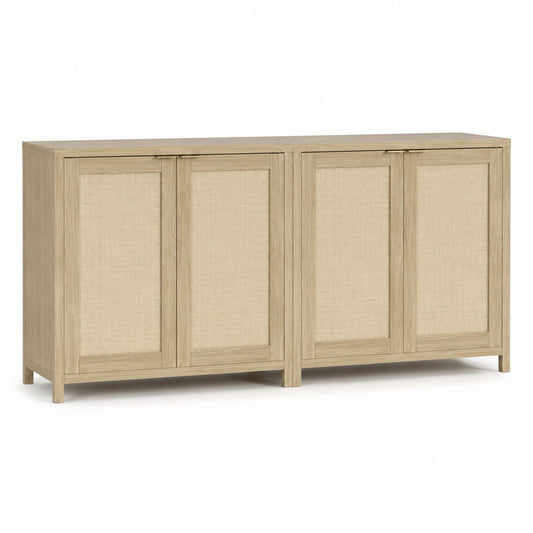 Wood Veneer Sideboard with Rattan Doors 180cm