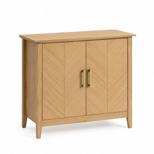 Wooden Storage Cabinet with Oak Veneer Two-Door 80cm Wide