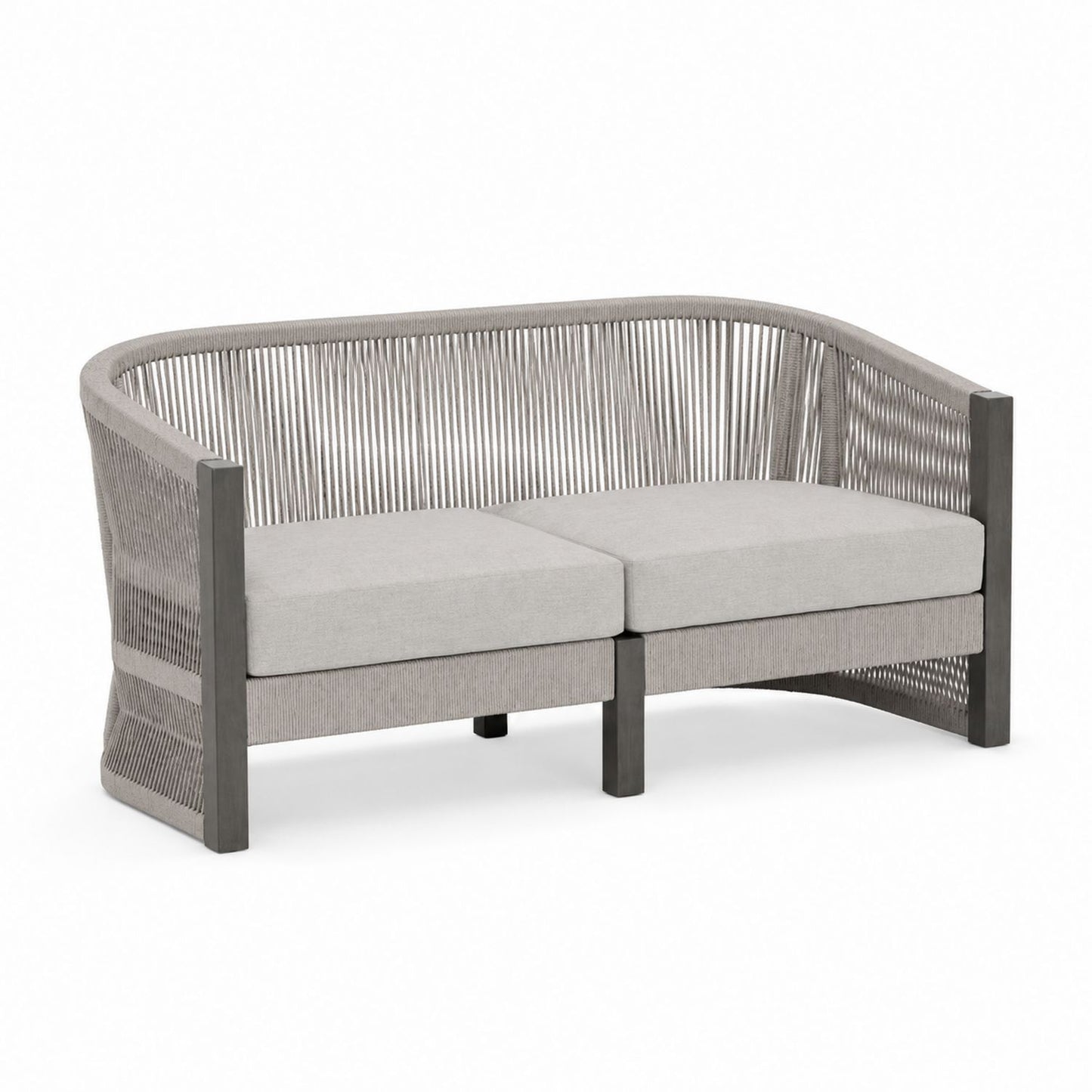 Outdoor Sofa Aluminum Frame with Polyester Rope Light Gray 2-Seater