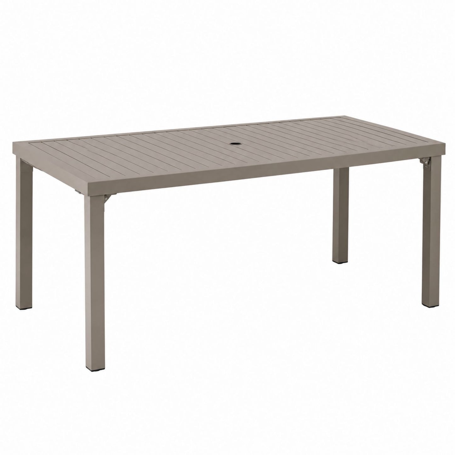 Rectangular Aluminum Outdoor Dining Table with Umbrella Hole in Grey