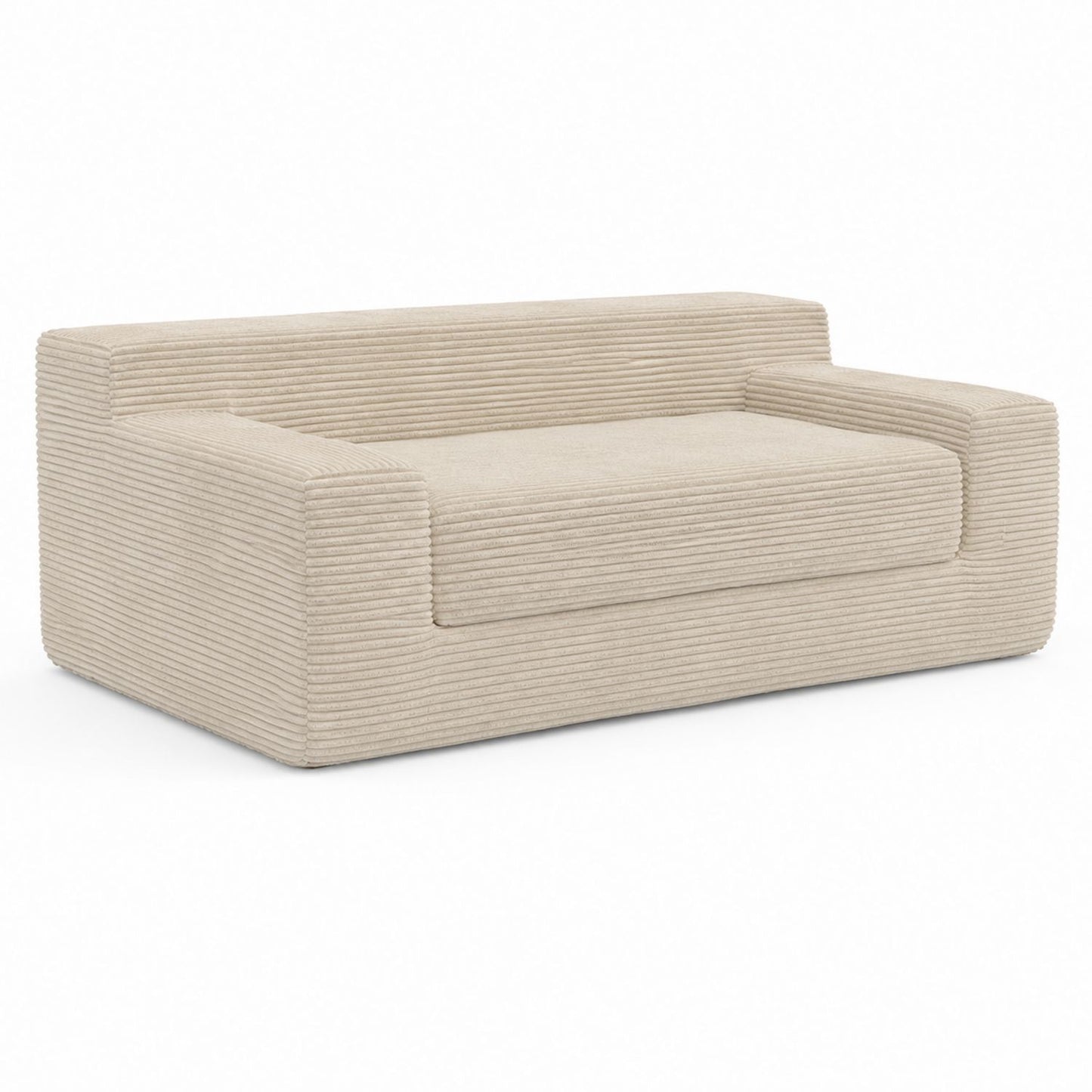 Beige Corduroy Sofa, Rectangular Shape, 200cm x 100cm x 75cm