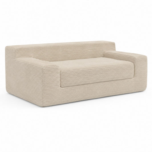 Beige Corduroy Sofa, Rectangular Shape, 200cm x 100cm x 75cm