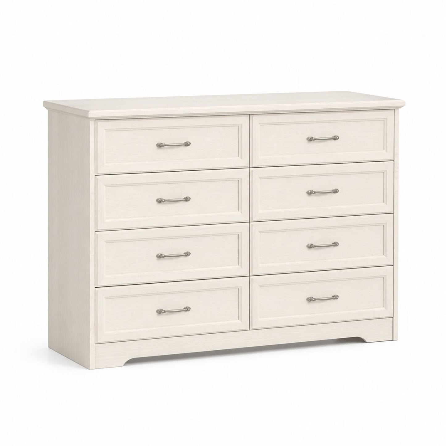 Wood 8-Drawer Dresser White 120cm Width