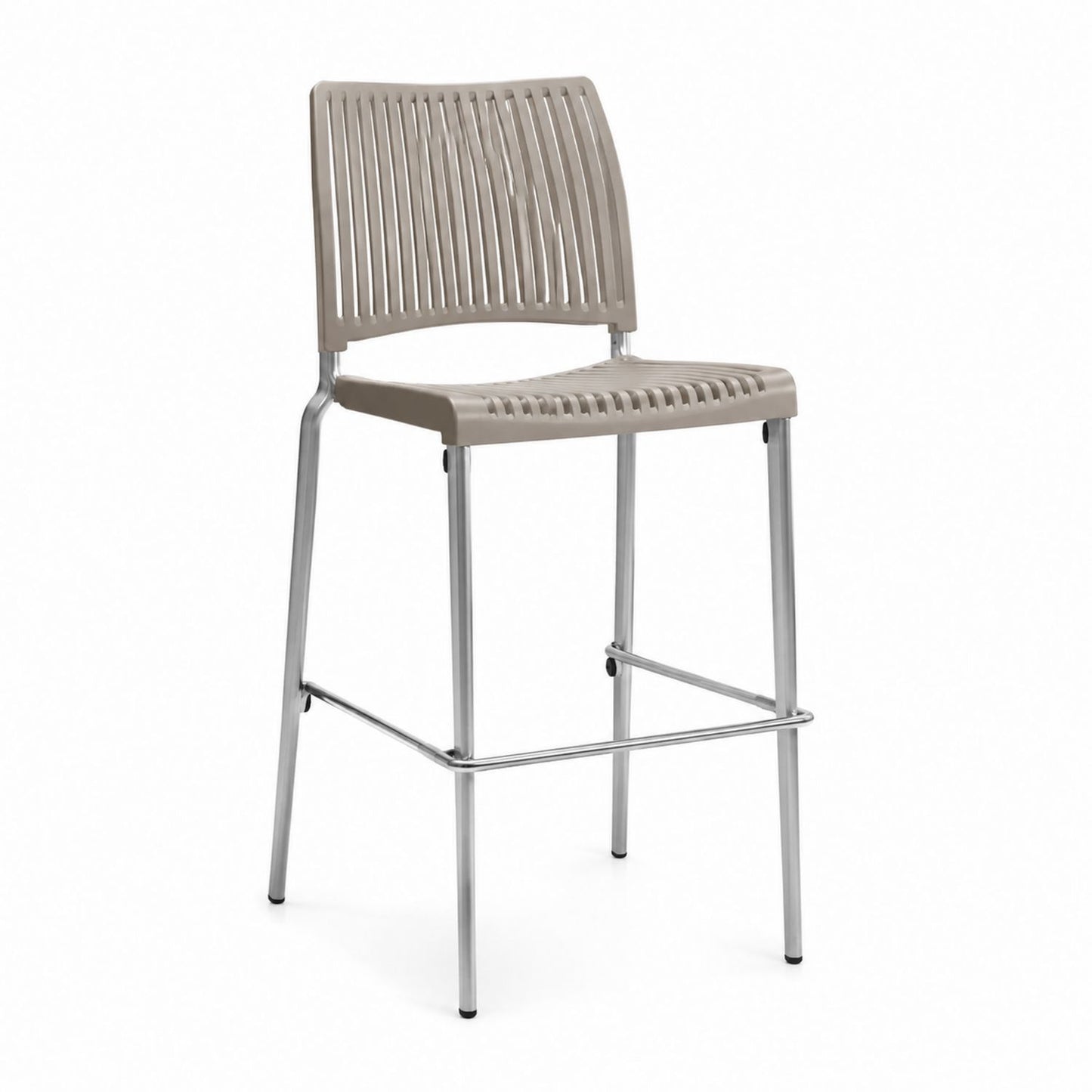 Plastic Bar Stool with Stainless Steel Legs Beige