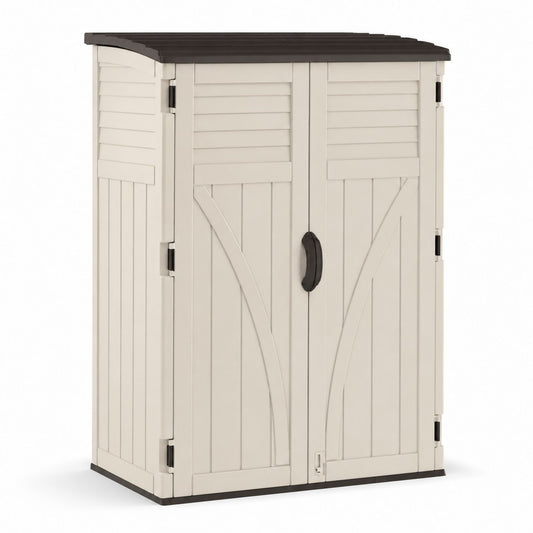 Outdoor Storage Shed Resin Beige 180cm Height