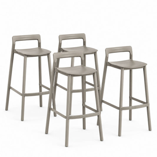 Set of 4 Polypropylene Bar Stools Beige with Backrest 75cm