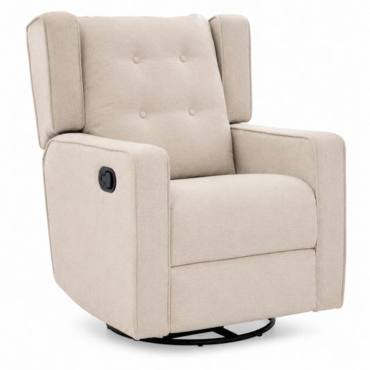 Beige Linen Swivel Recliner Chair with Adjustable Backrest and Footrest