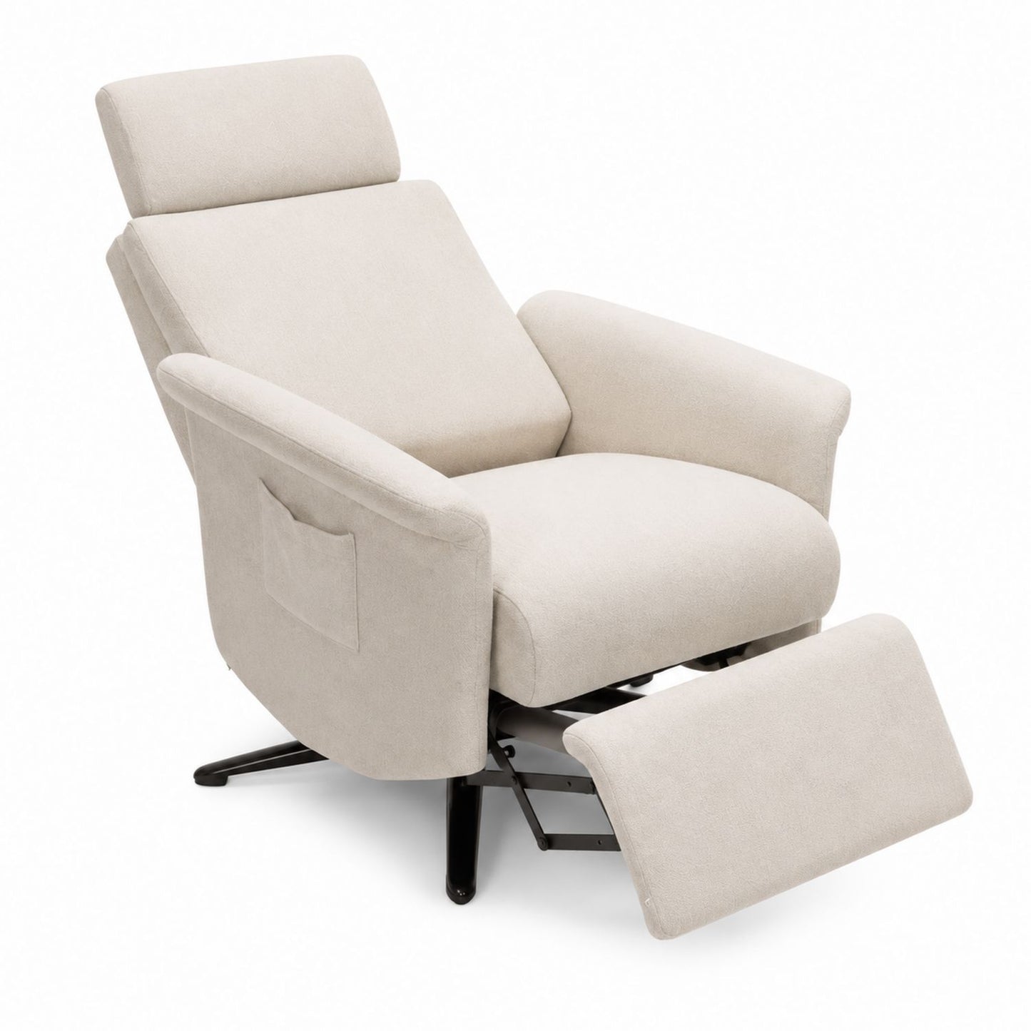 Beige Polyester Fabric Recliner Chair with Adjustable Footrest
