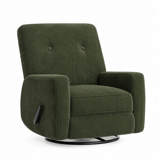 Corduroy Swivel Recliner Chair Green
