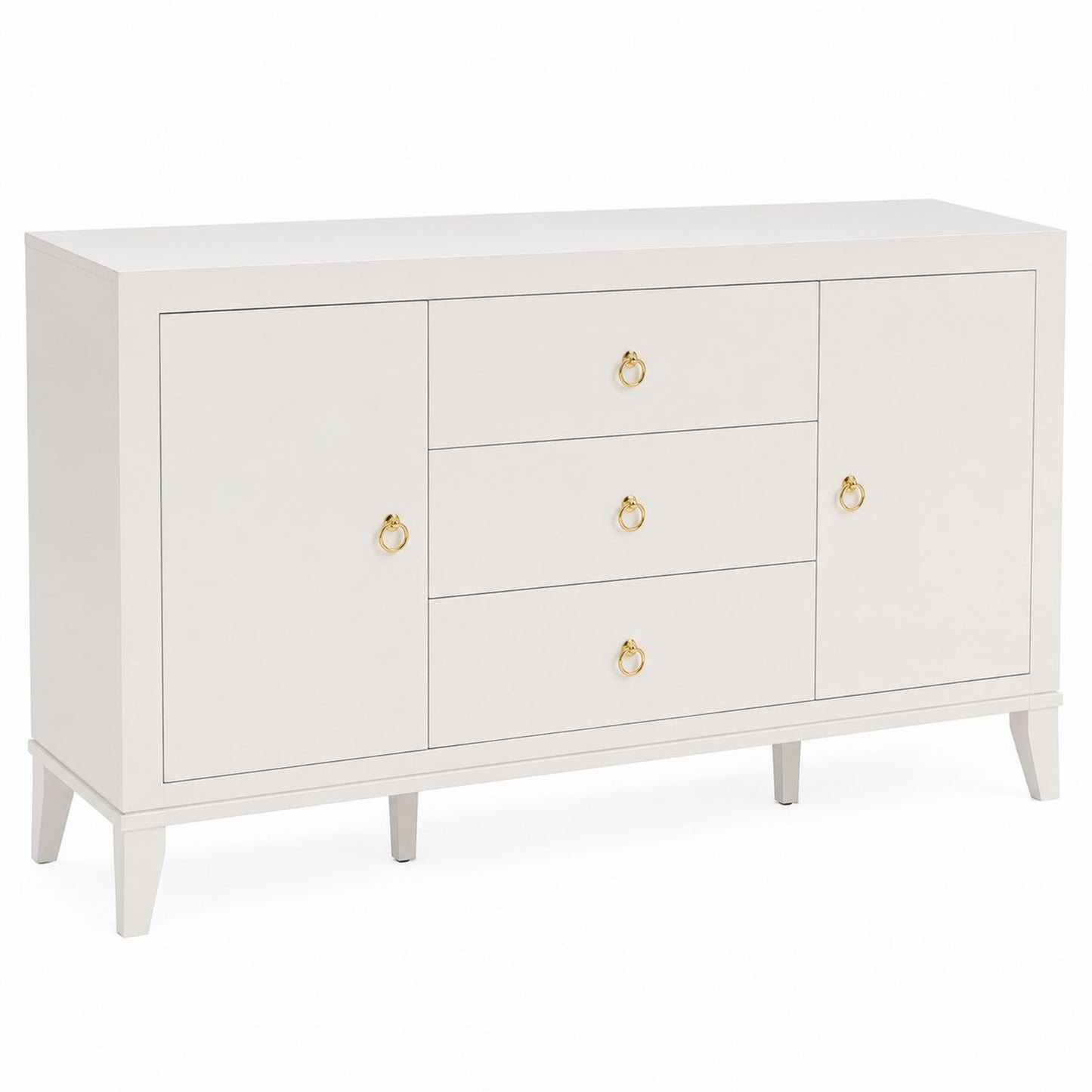 White MDF Sideboard with Gold Metal Handles