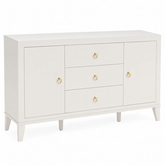 White MDF Sideboard with Gold Metal Handles