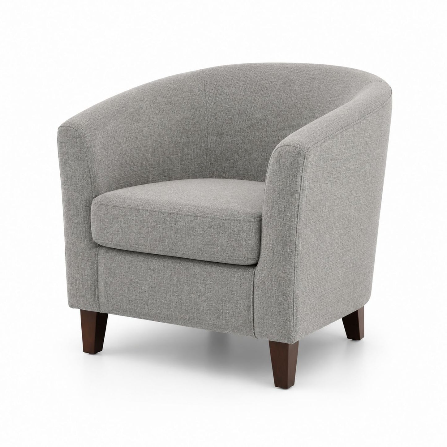Grey Fabric Barrel Chair with Wood Legs