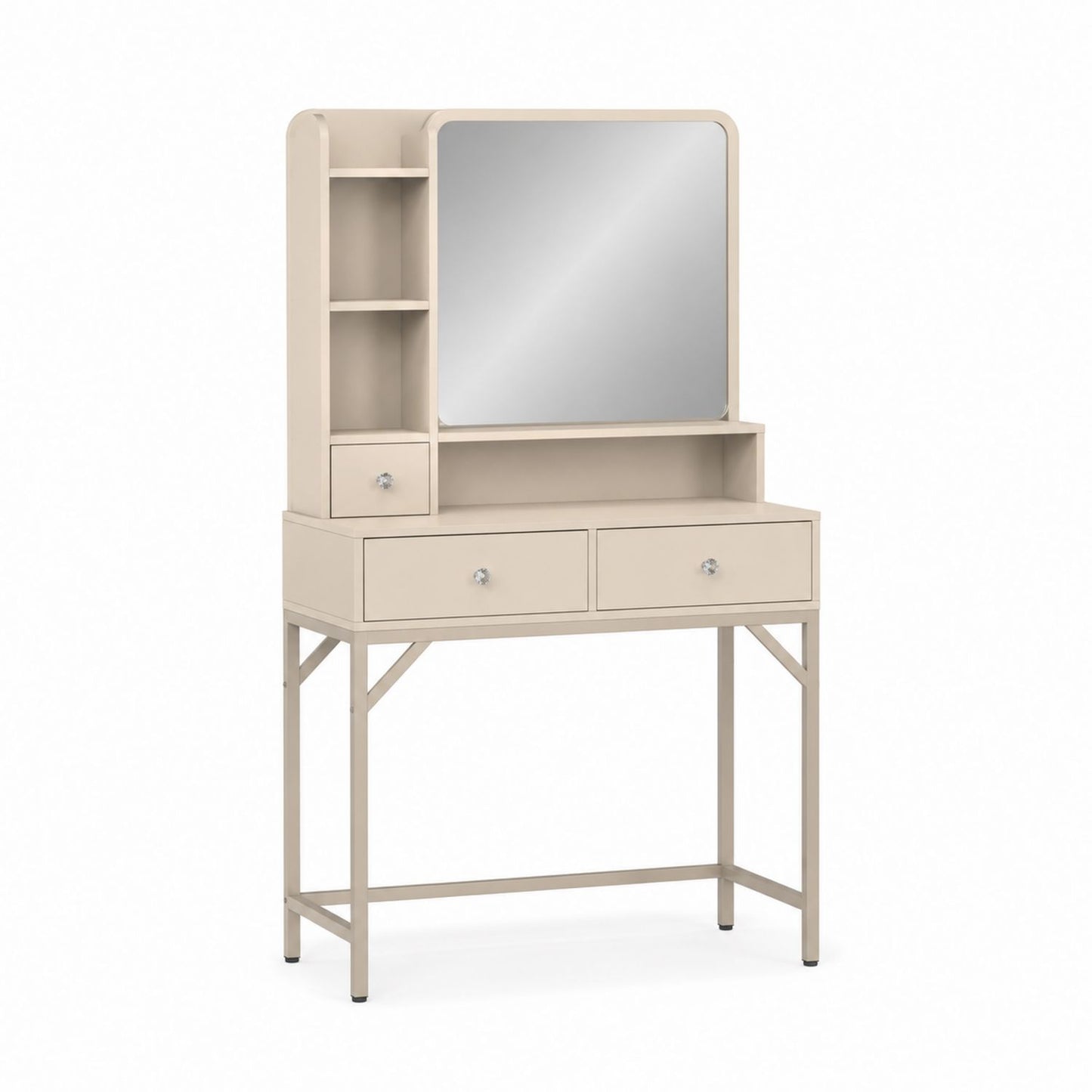 Vanity Set with Mirror and Drawers Beige MDF and Steel 120cm