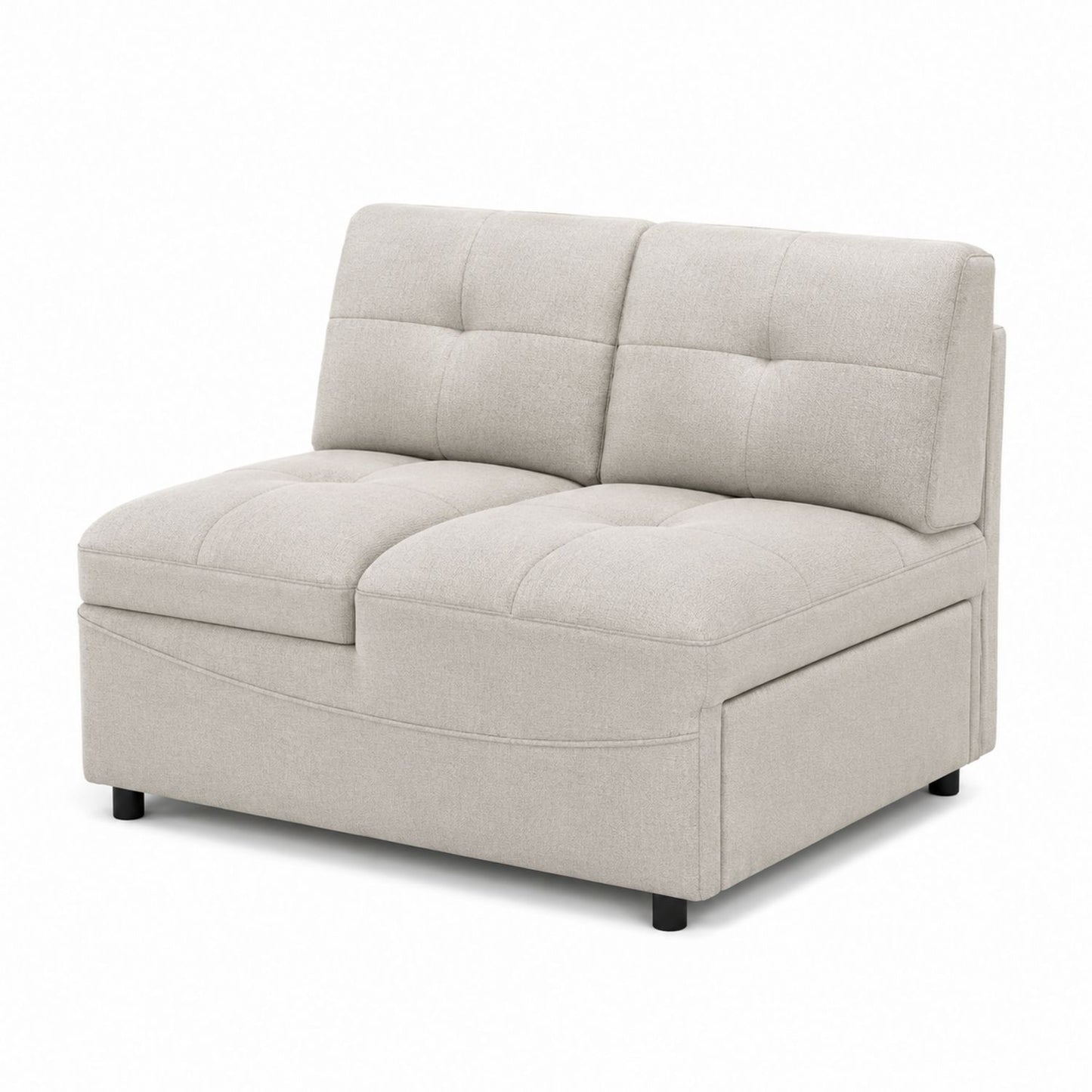 2-Seater Polyester Upholstered Sofa Beige