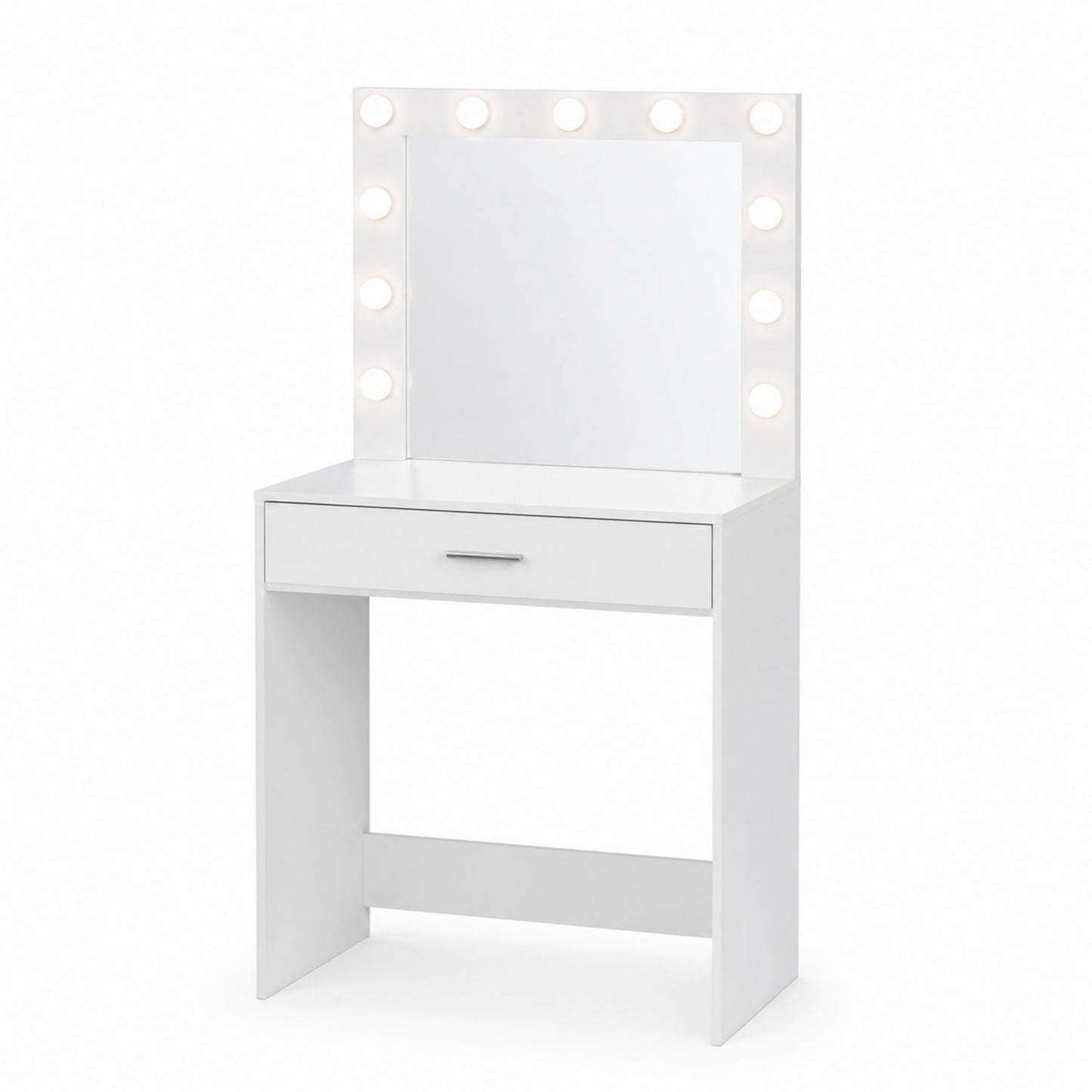 White MDF Vanity Table with Mirror and LED Lights