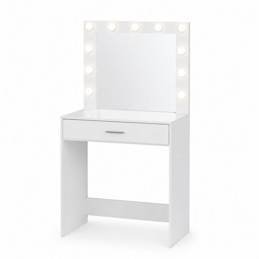 White MDF Vanity Table with Mirror and LED Lights