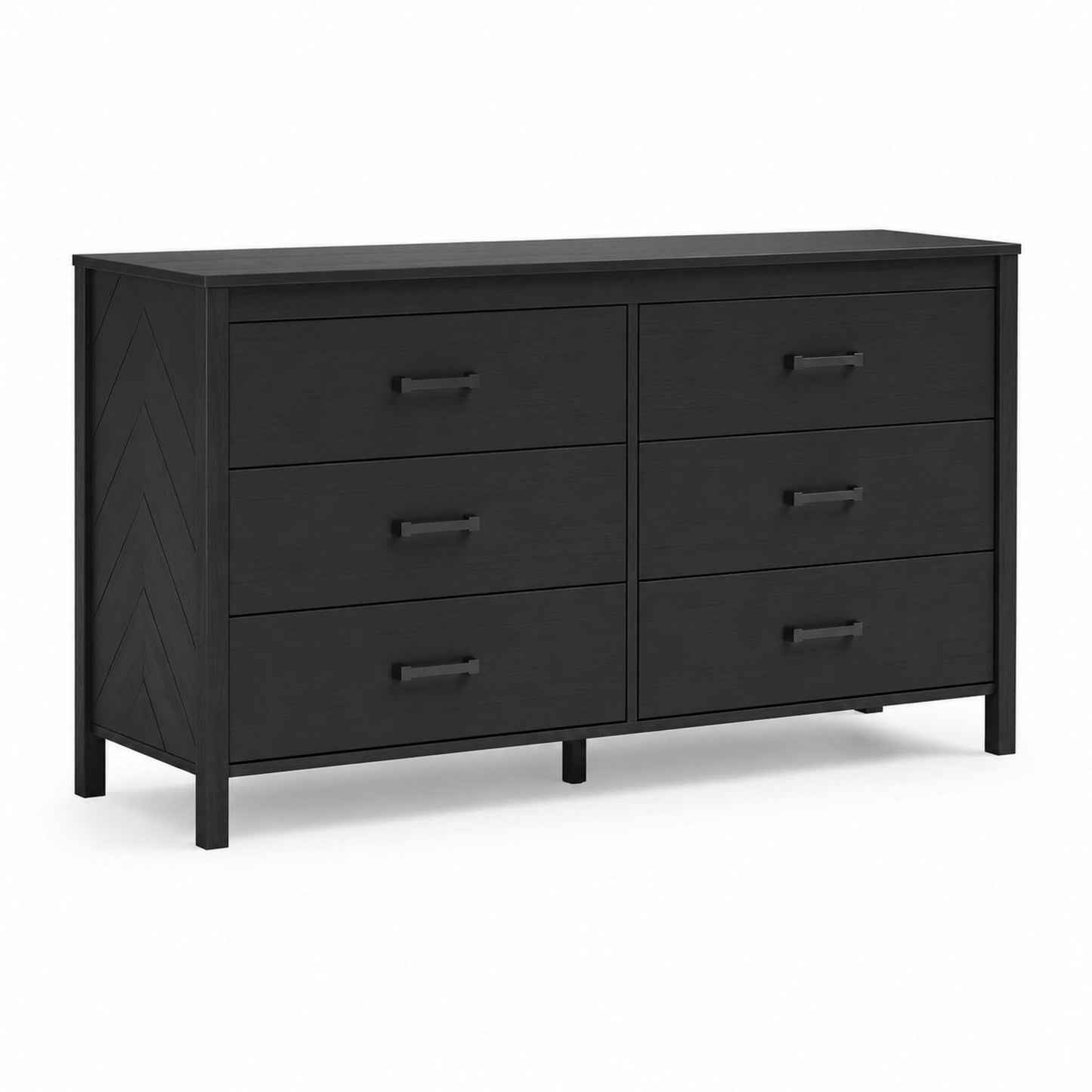 6-Drawer Solid Wood and MDF Dresser Black 140cm x 45cm x 80cm